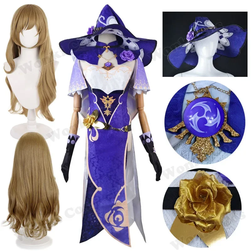 

Lisa Cosplay Costume Dress Mondstadt Lisa Wig Party Impact Costumes with Lisa Hat Stockings Full Set Women Dress