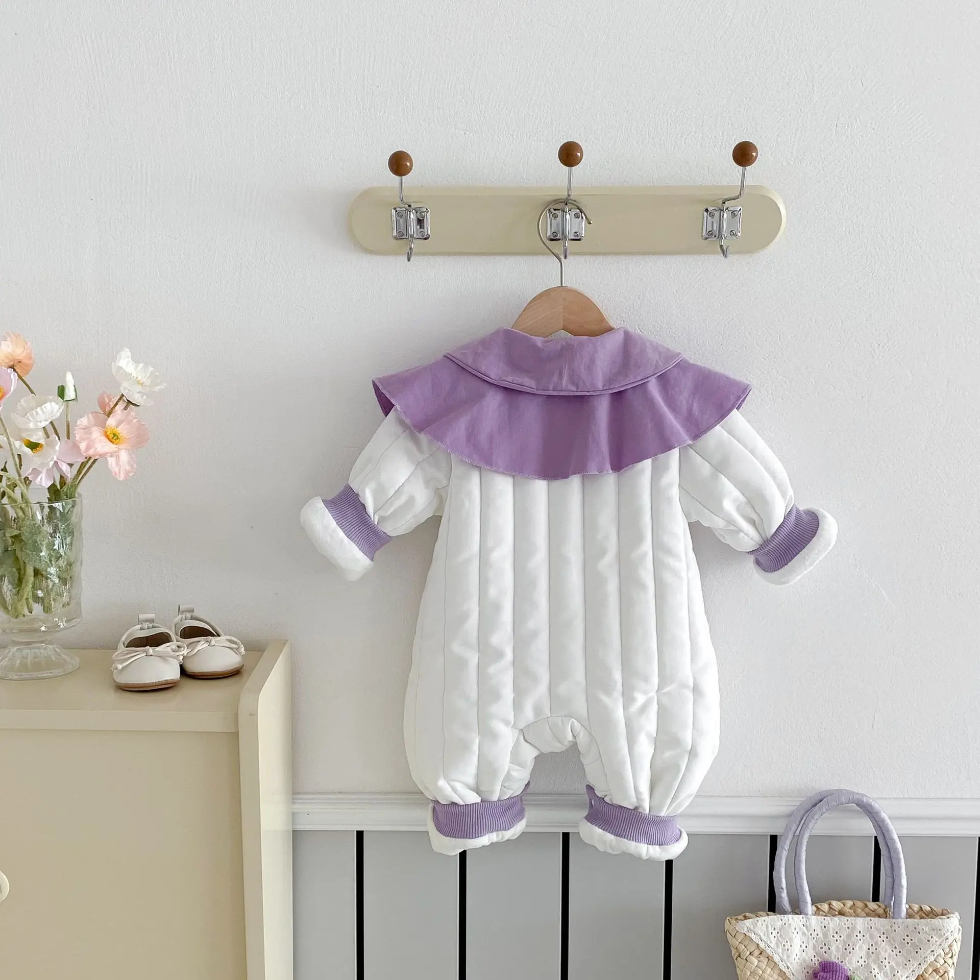 Winter Newborn Infant Baby Girls Thickened Onesie Girl Baby Clip Cotton Rompers Kids Onepiece Fashion Baby Clothing