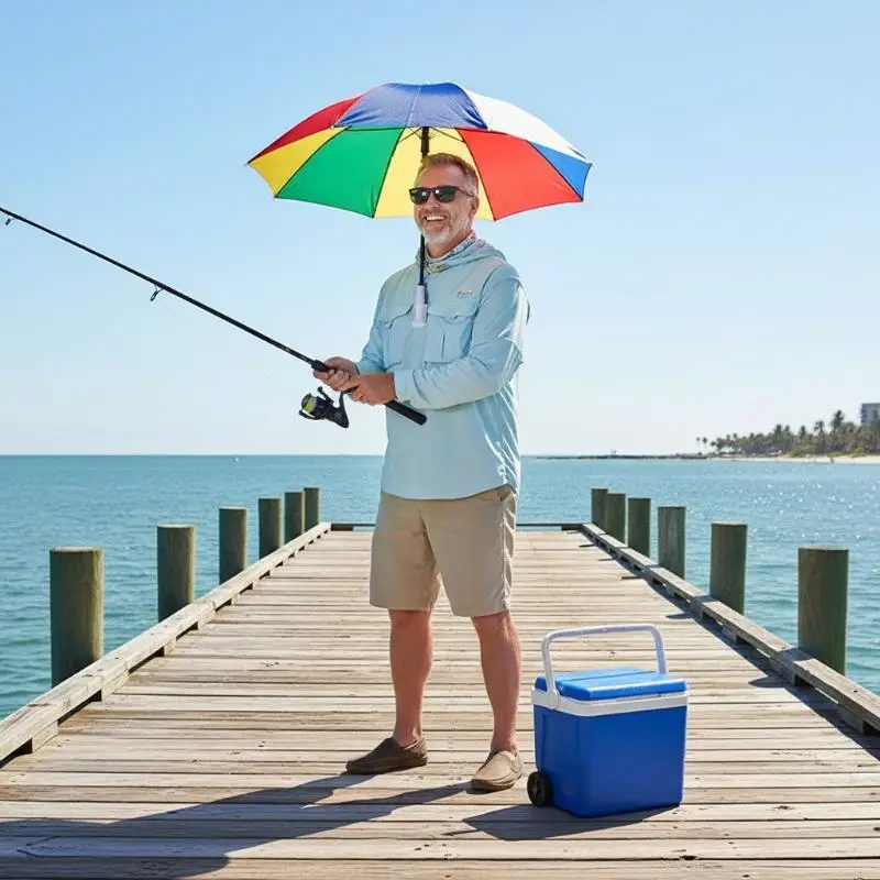 Head-mounted Umbrella FoldableWaterproof UV Protection Sun Rain Cap For Outdoor Fishing Camping Beach For Men Women