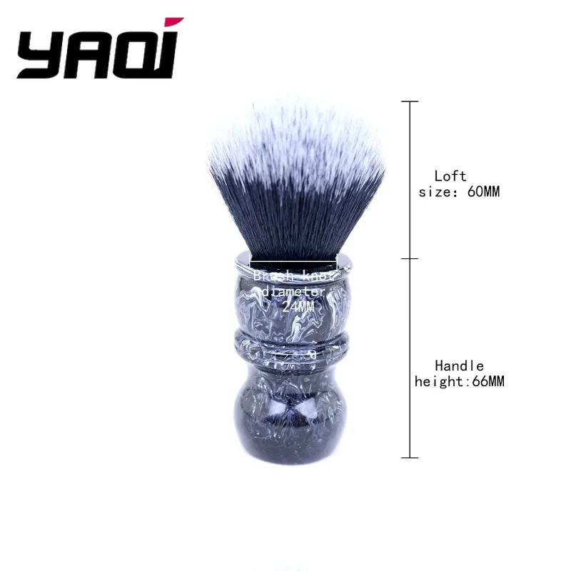 YAQI 24MM Scheerkwast- en zeepset voor heren met zwart-witte punt Synthetisch haar Marmeren harshandvat Precisieverzorging voor thuisgebruik