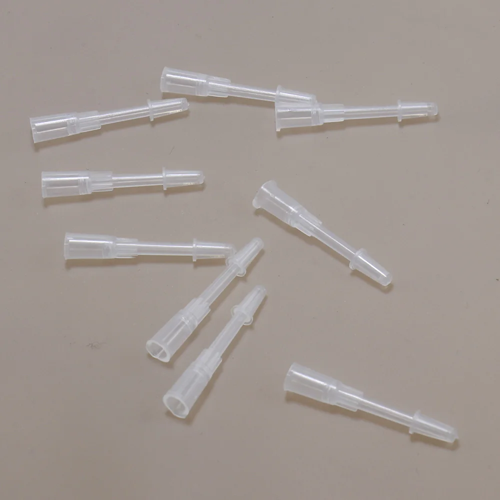 100pcs/Bag Liquid Dispenser Needles Syringe Tips Round Plug Cap Transparent Plastic Cover