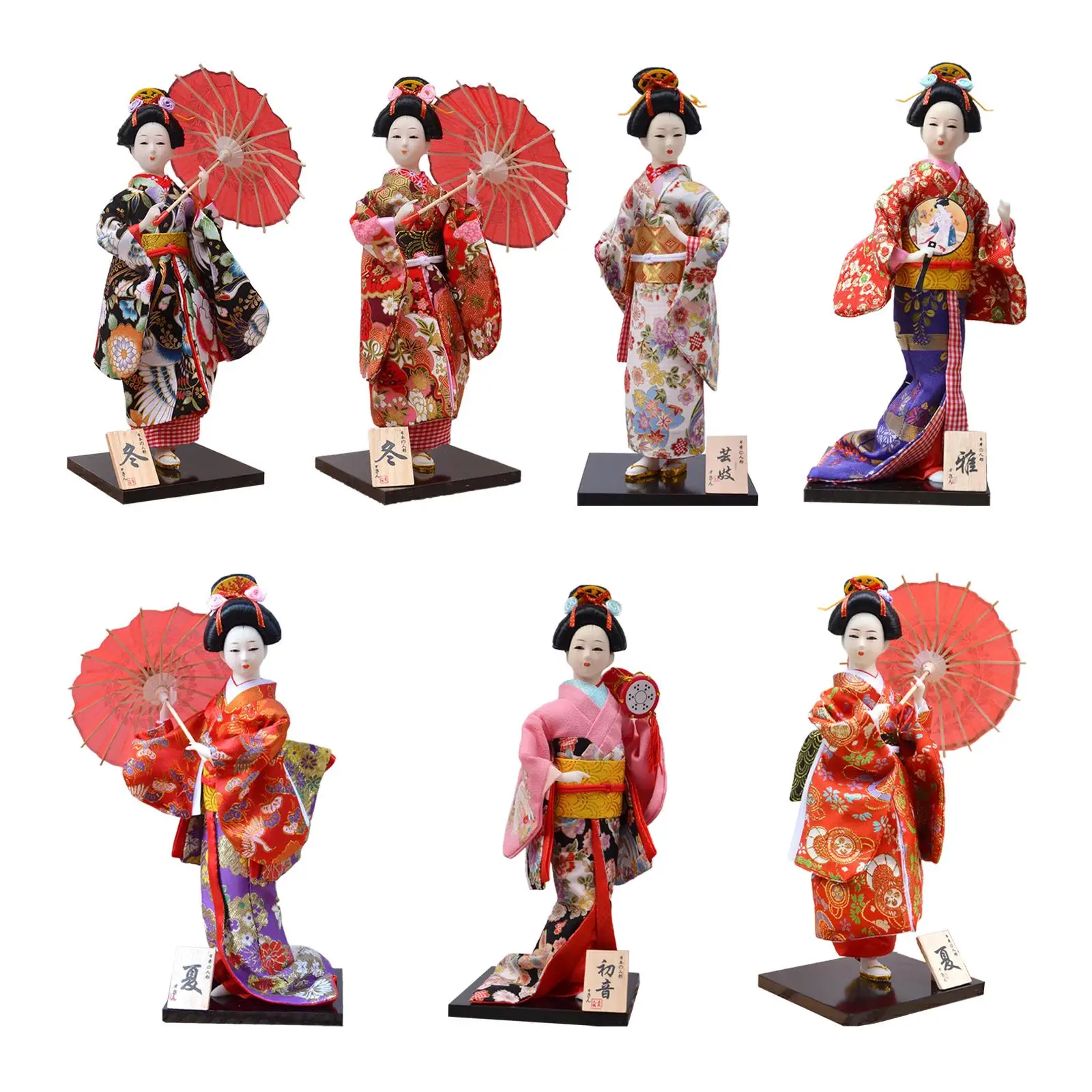 Desk Statue Asian Kabuki Figurine Handicraft Gift Sculpture 30cm Japanese Kimono Geisha Doll Statuette for Cabinet Store Home