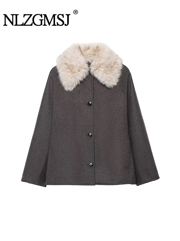 

NLZGMSJ Plush Collar Jacket Coat Solid Single Breasted Jackets For Women Soft Long Sleeve Women's Coat Casual Streetwear