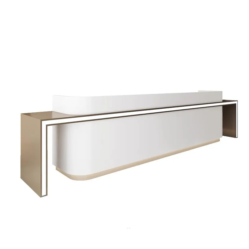 

Renovation company hotel lobby stainless steel curved front desk