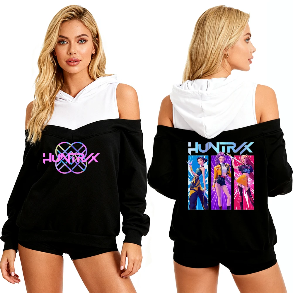 حار Kpop شيطان الصيادين خارج على الكتف طويلة الأكمام مثير هوديي هدية عيد الميلاد لصديقتك