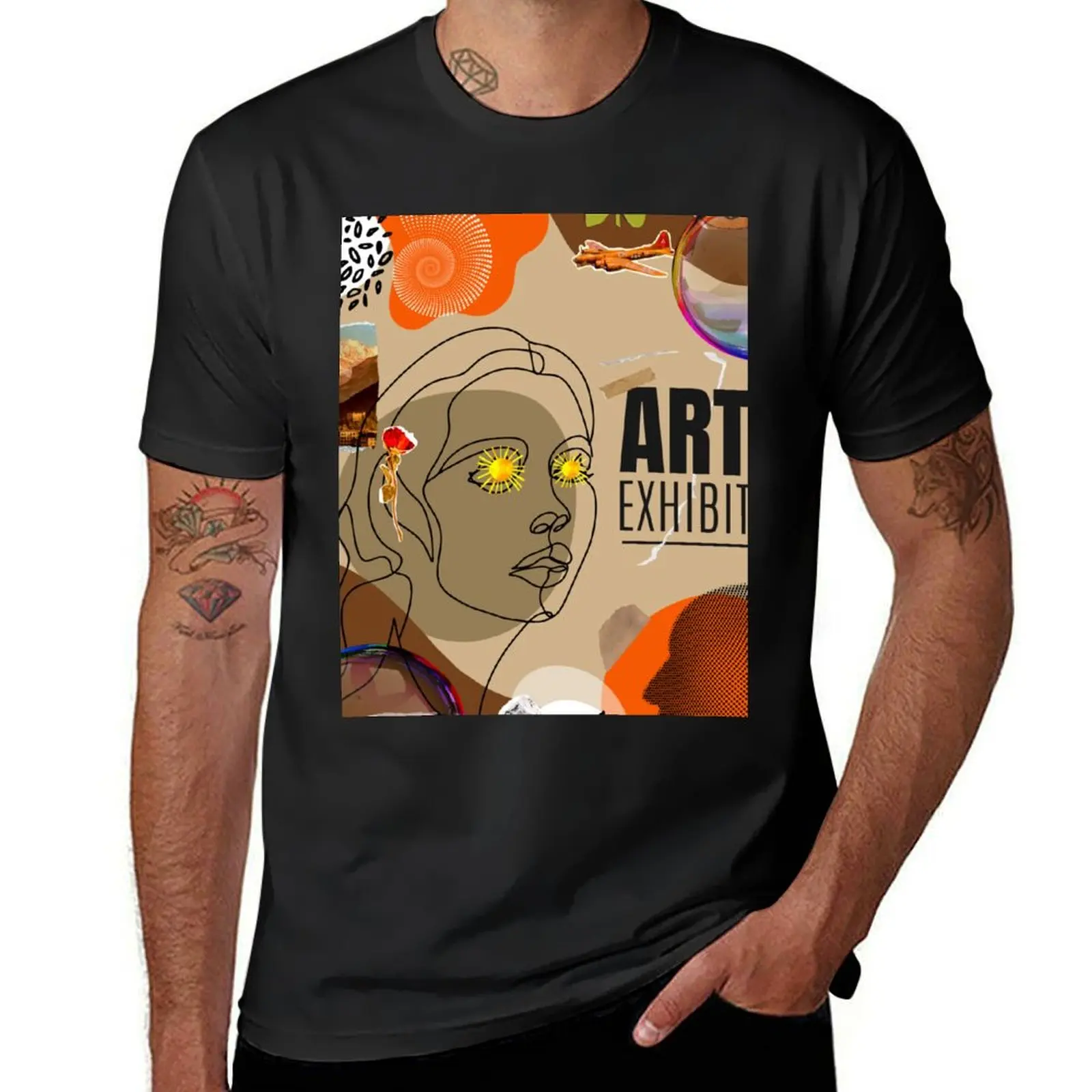 Art Exhibition Collage T-Shirt quick drying cute tops heavyweights hippie clothes mens t shirts casual stylish