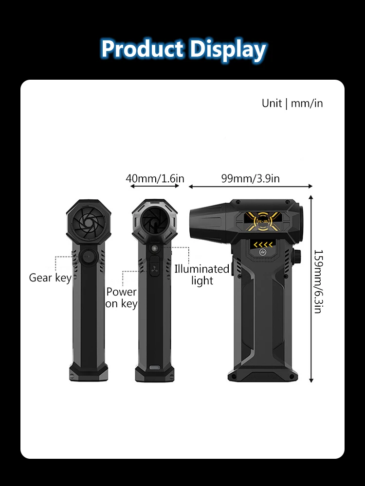 Ventilador Turbo de alta potencia de 130000RPM, plumero de aire, Motor sin escobillas, soplador de polvo de velocidad Variable, herramienta de limpieza, soplador de aire de mano