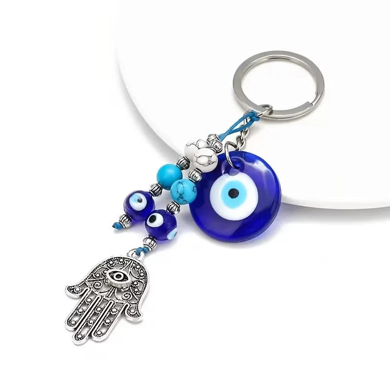 Evil Eye Hamza Hand Schlüsselanhänger aus Legierung, Glücksbringer für Geldbörsen und Rucksäcke, Schmuck für Damen und Herren als Geschenk – Detail 3