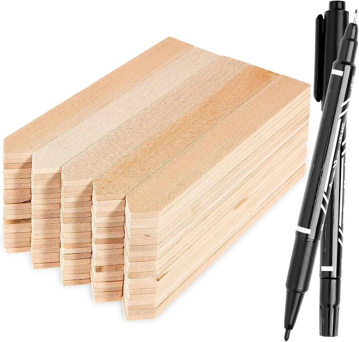 

100 шт. деревянных этикеток для растений, водонепроницаемые садовые маркеры с 2 маркерами для трав, цветов и овощей, 6 x 0,8 дюйма