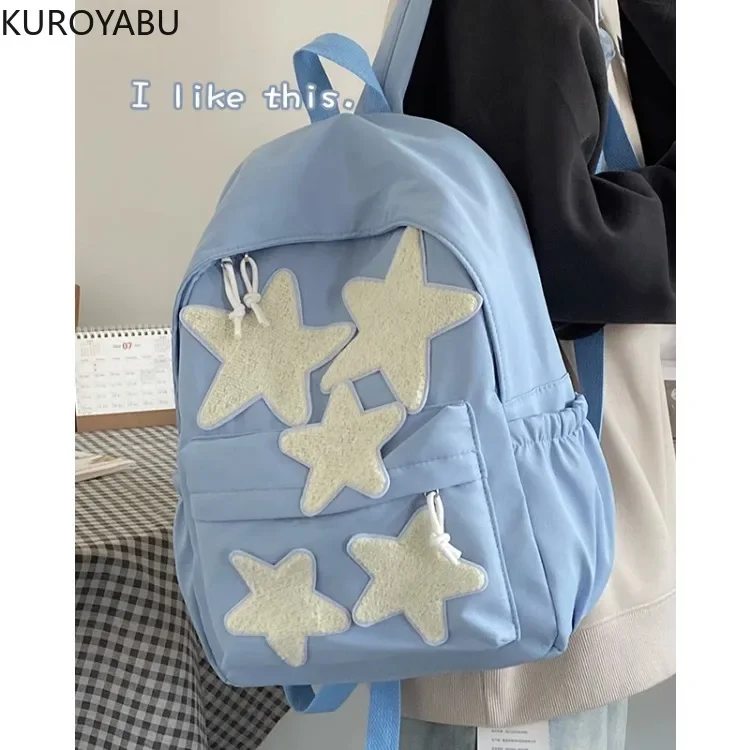 Y2k Women Backpack Large Capacity Nylon Casual Star Kawaii Back Pack Student Backpacks Travel School Bags for Girls Bookbags