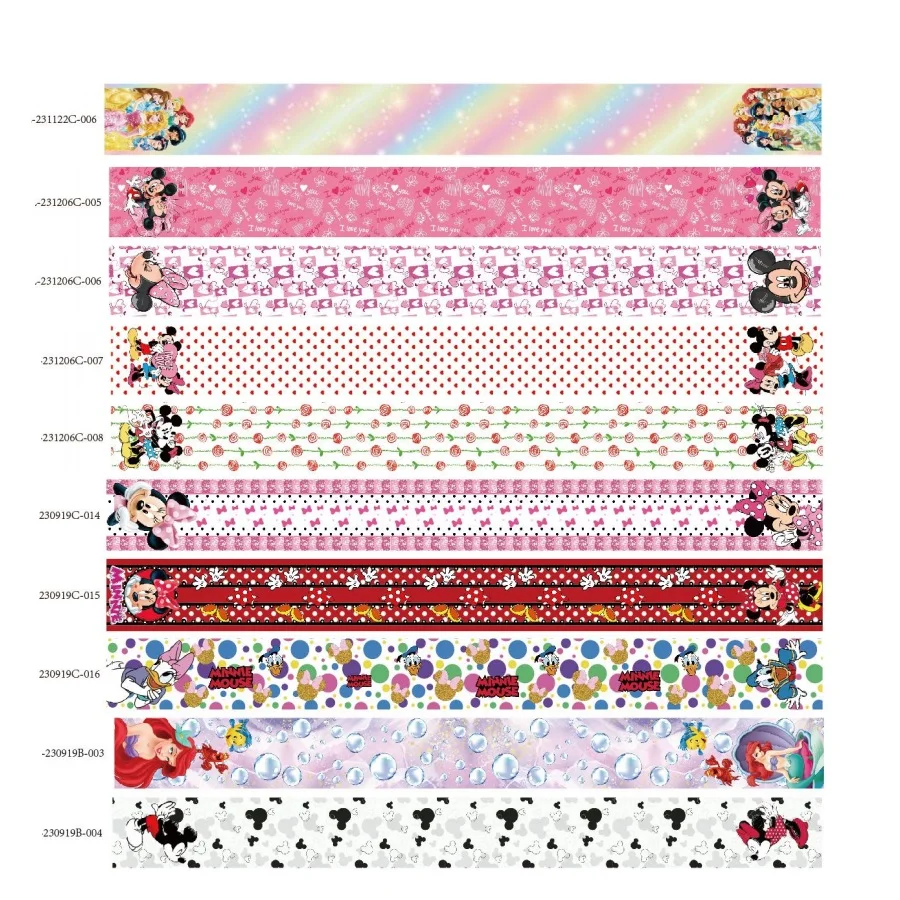 バレンタインデー ディズニー グログランリボン 38mm 50mm 75mm 10ヤード 50ヤード 両端プリントリボン リボン結び DIY ハンドメイドアクセサリー用