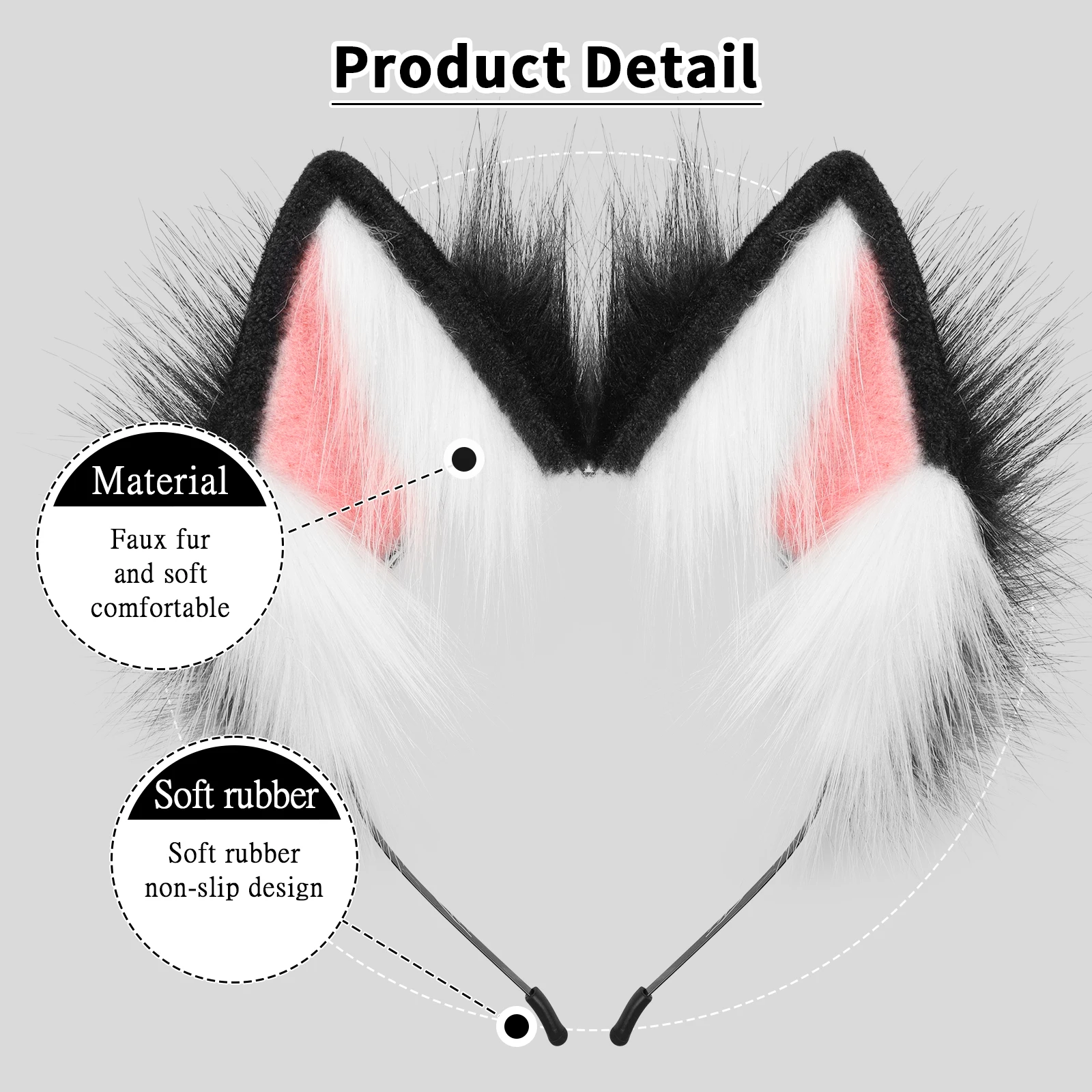 Cat Fox Faux Fur Ears Headband Animal Wolf Dog Furry Headwear Cosplay Party Hair Hoop
