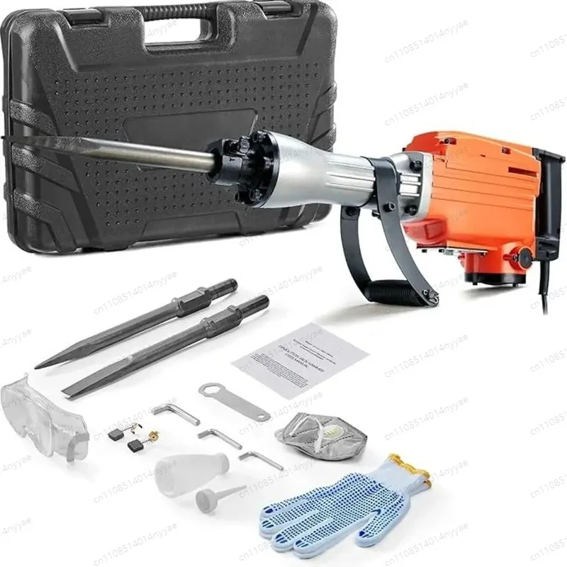 Electric Hammer 2 Chisel Bits With Plastic Toolbox Demolition Jack Hammer Concrete Breaker 2200W