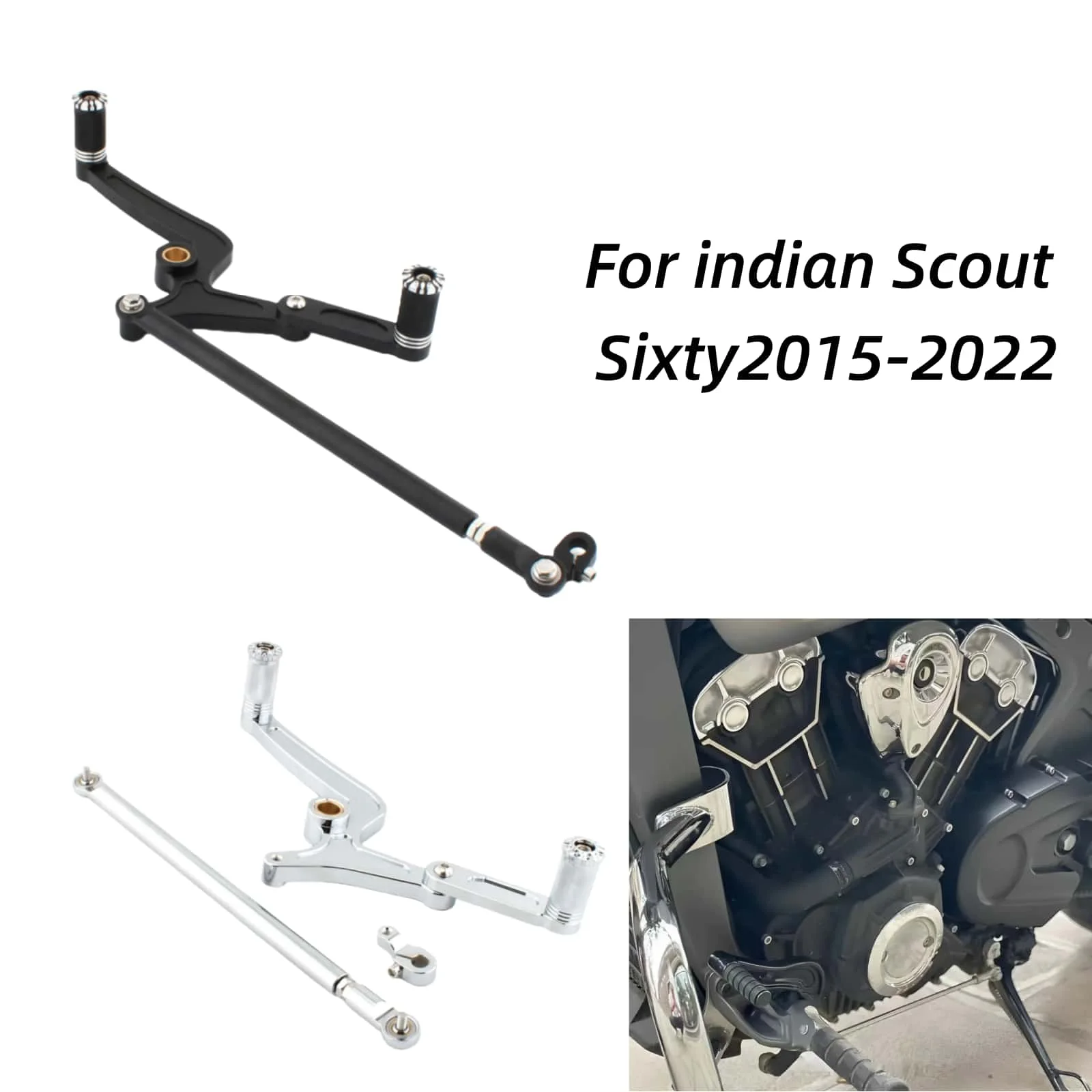 

Motorcycle Heel Toe Gear Shift Lever Aluminum Shifter Level Pedal Brake Pedal For Indian Scouts Hussar Bobber and Scout Sixty 15