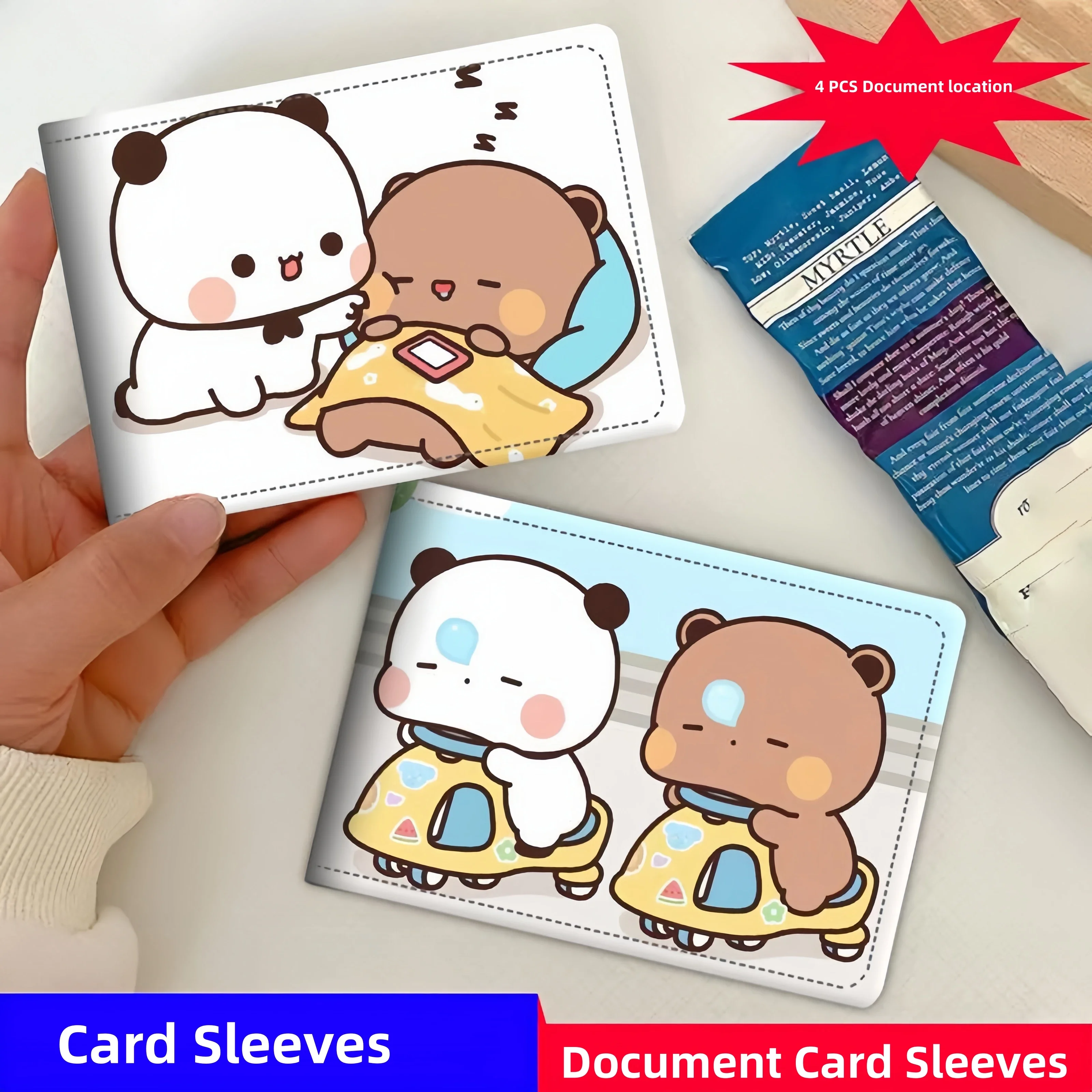 Lesser Panda Bubu And Dudu Creative And Cute Document Card Sleeves Driver's License Book Protective Leather Case