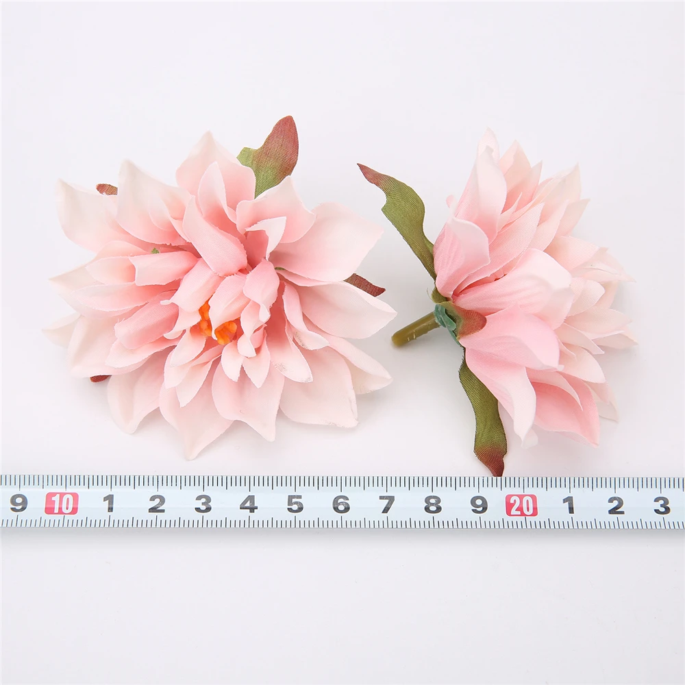 10Pcs Dahlia Flower Heads Artificial Flower For Home Decor Fake Flowers Wedding Party Wreath Silk Dahlia Crafts Gift Accessories