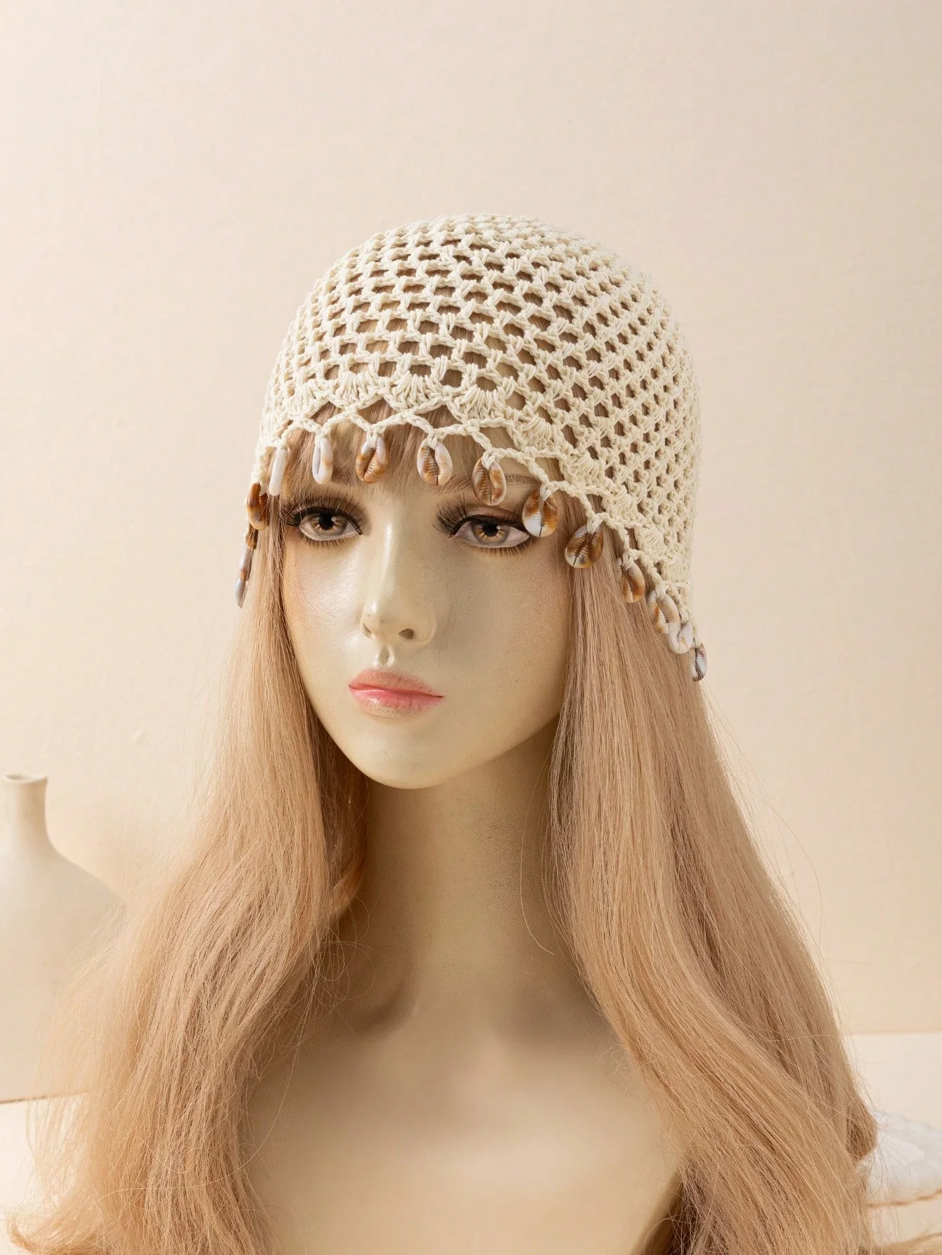 1pc Women's Lightweight Hollow Shell Decor Handmade Crochet Knitted Hat Suitable For Spring Summer Autumn Daily Beach