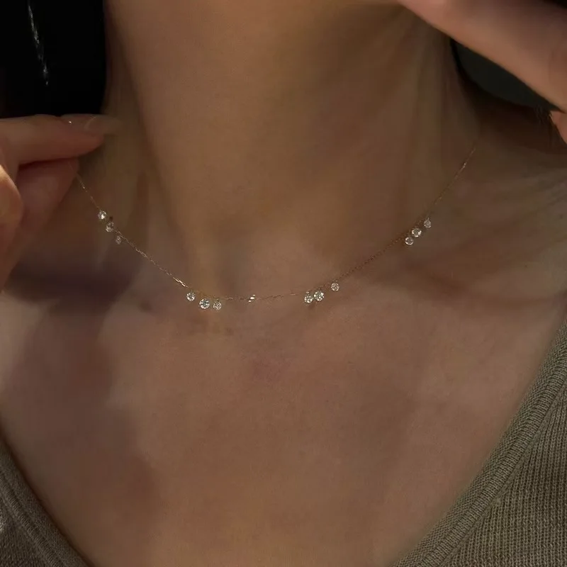 Jkeli S925 Sterling Silver Flash Diamond Zircon Tassel Necklace 18K Gold Plated Luxury Elegant 2025 New Design