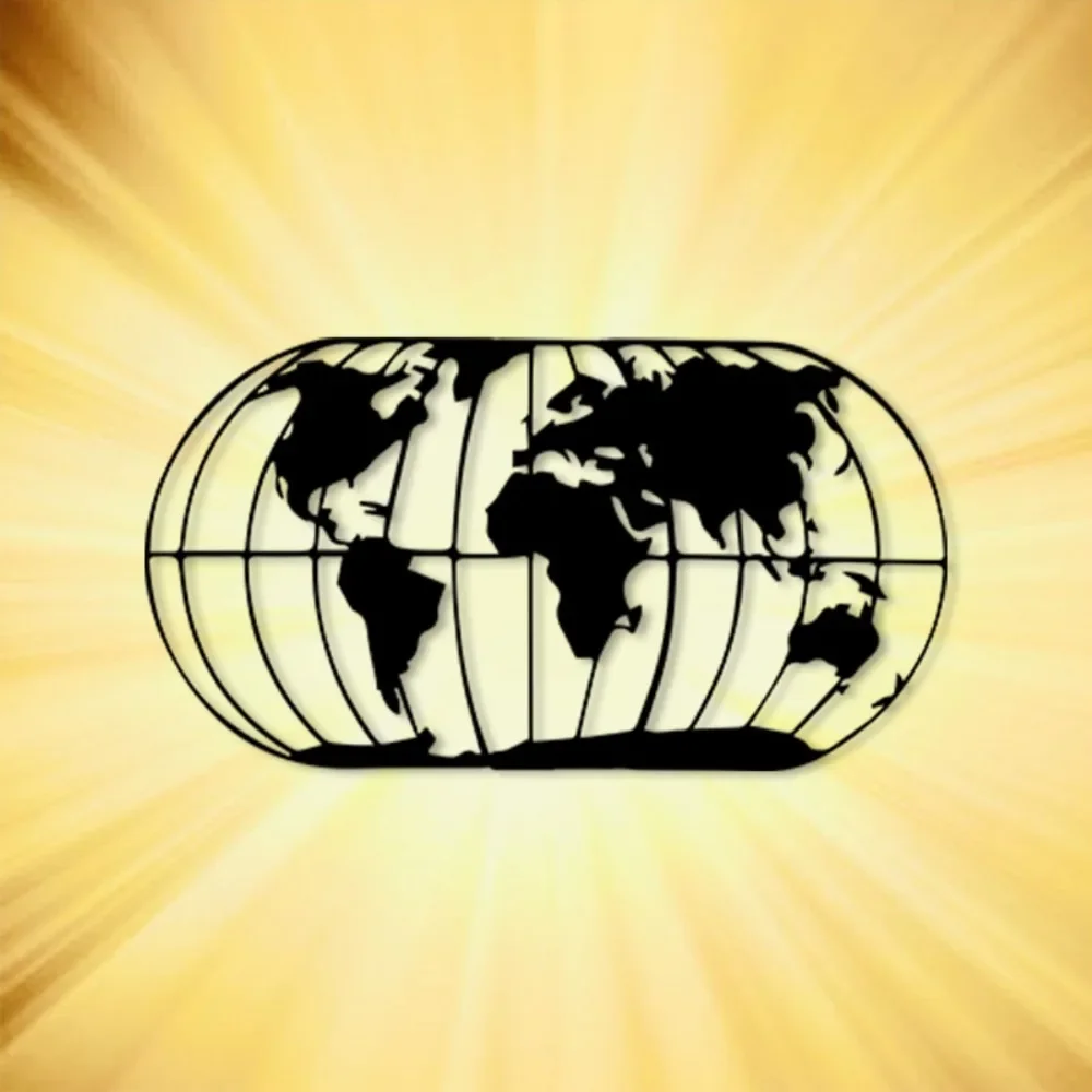CIFBUY World Map Metal Wall Art Minimalist Globe Outline Metal Wall Decor Modern Home Office Living Room Hanging Ornament