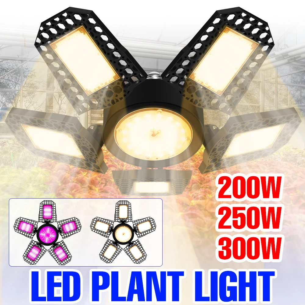 

300W E27 Full Spectrum Plant Grow Light Bulb Foldable LED Indoor Hydroponics Lamp Greenhouse Tent Vegetable Cultivation Lighting