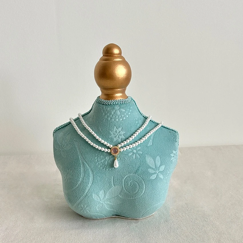 

Turquoise Jewelry Display Stand, Elegant Mannequin Neck Holder for Necklace Photography & Store Decor