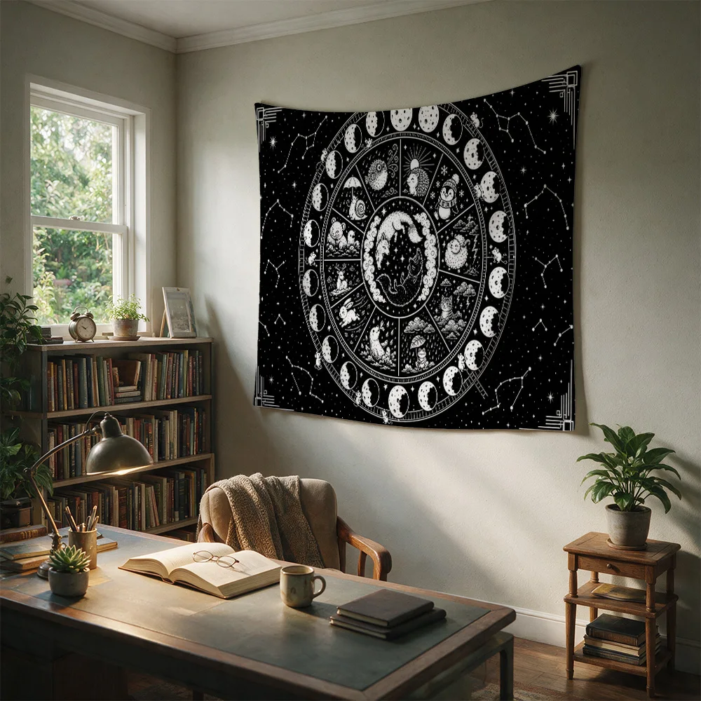 Celestial Zodiac Constellation Star Map Tapestry Boho Astrology Wall Hanging Room Decor Gift