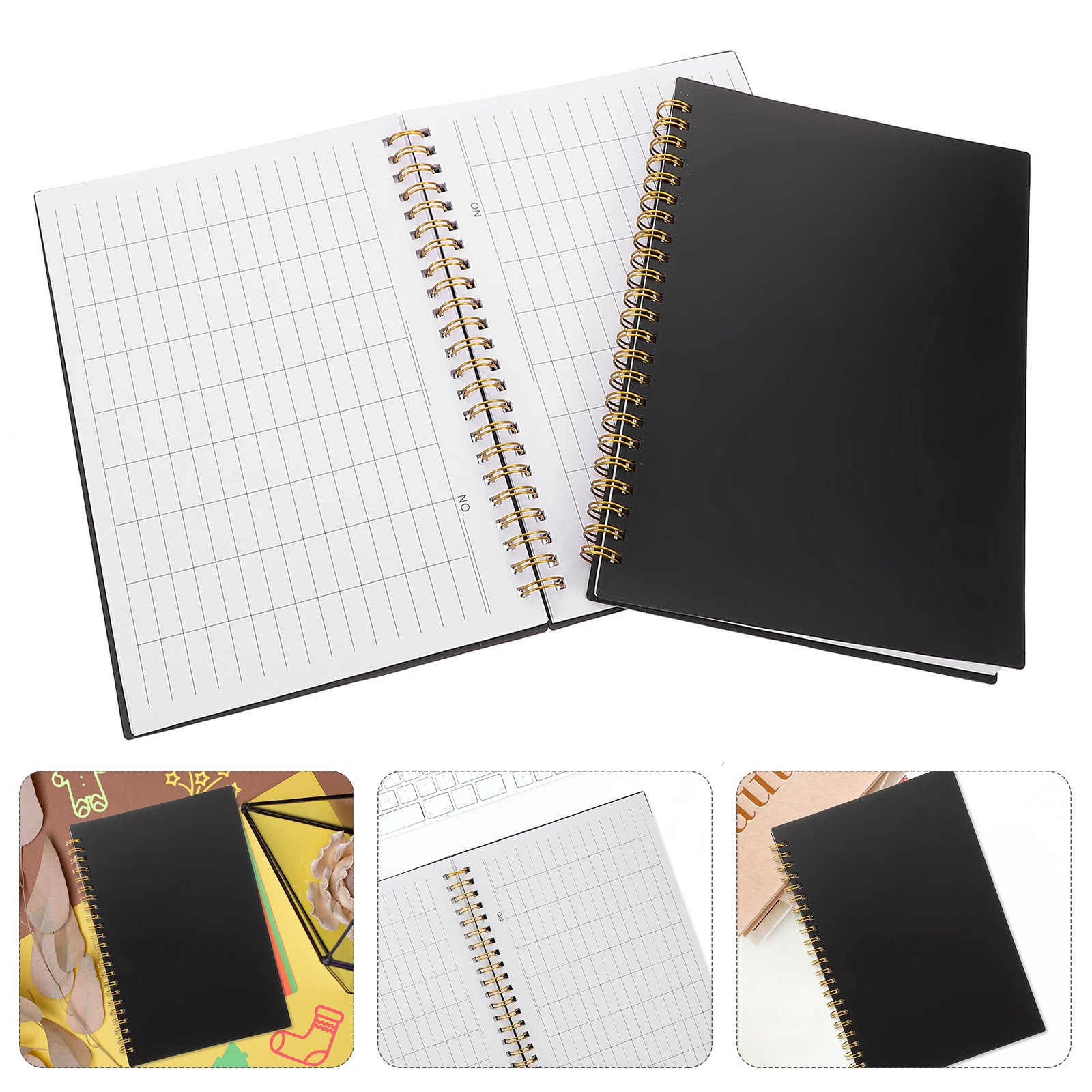 2 قطعة دفتر شبكة المحاسبة 60 ورقة تخطيط أفقي عمودي غطاء Pp لتتبع نفقات دفتر الأستاذ للأعمال #1