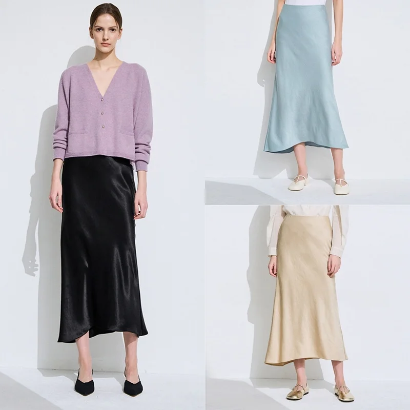 

High Waist Commuter Versatile Slimming Half Skirt Korean Style Acetate Fiber Fish Tail Skirt for Business And Daily Wear