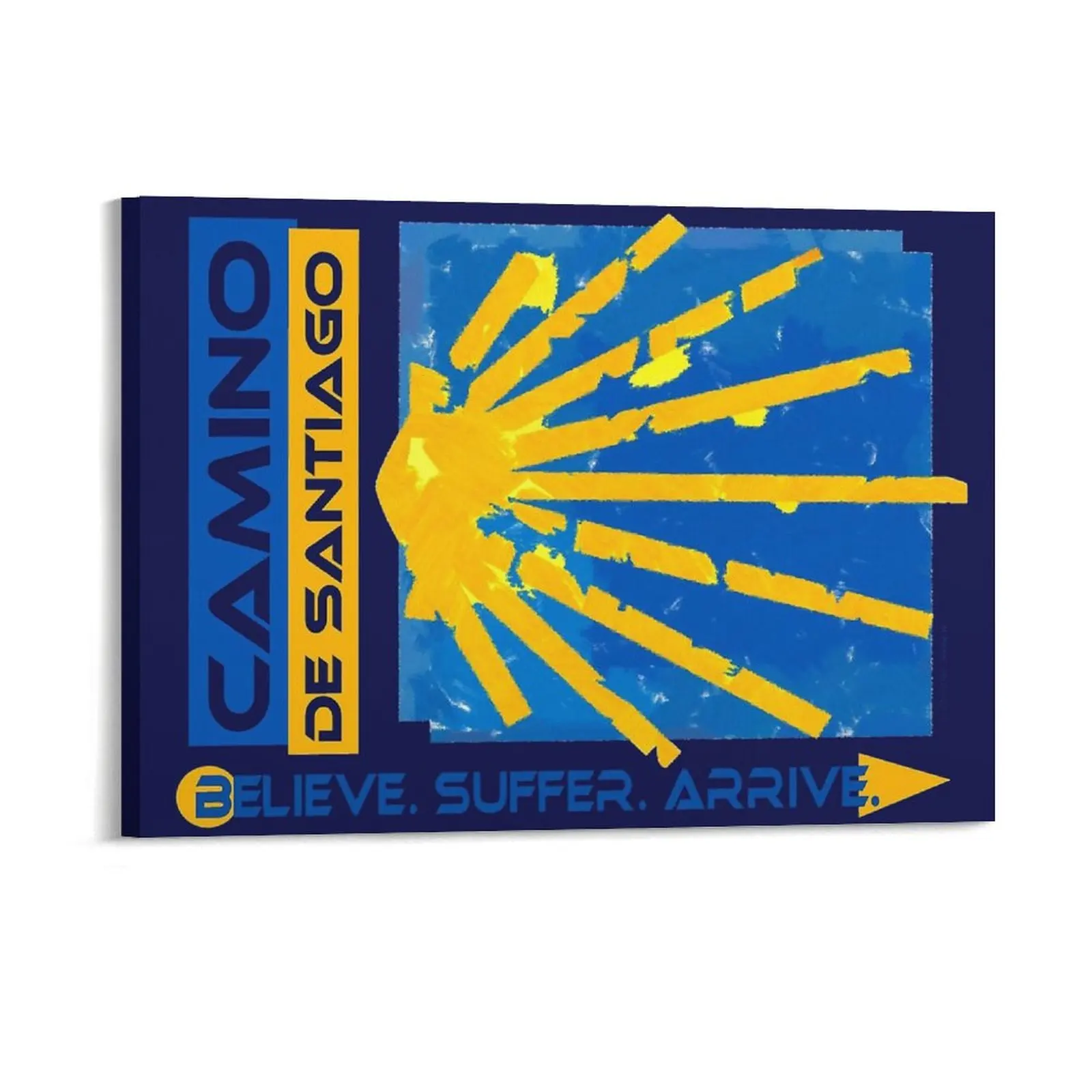

Camino De Santiago Way Of St James Hiking Logo Картина на холсте Печатная картина Пещера Винтаж Гараж Настенная живопись в рамке