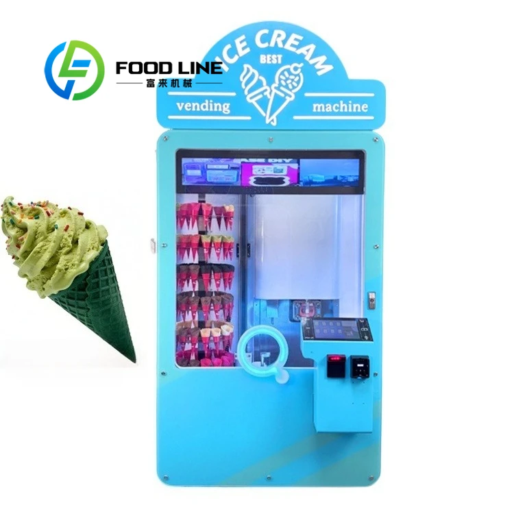 Smart Robot Waffle Cone Ice Cream Vending Machine With Multiple Flavor Options For Street Food And Public Place Business