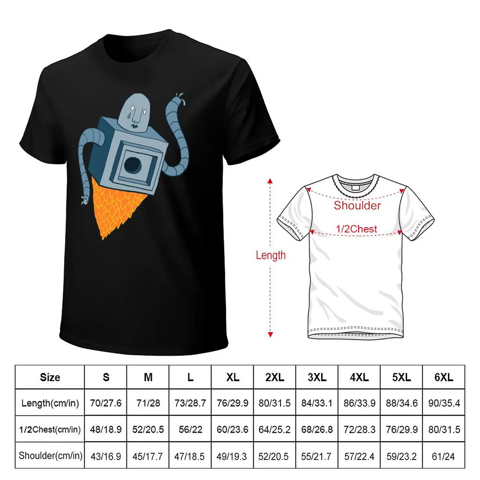 sad robot sails into the void T-Shirt All Match Print Short Sleeve Top