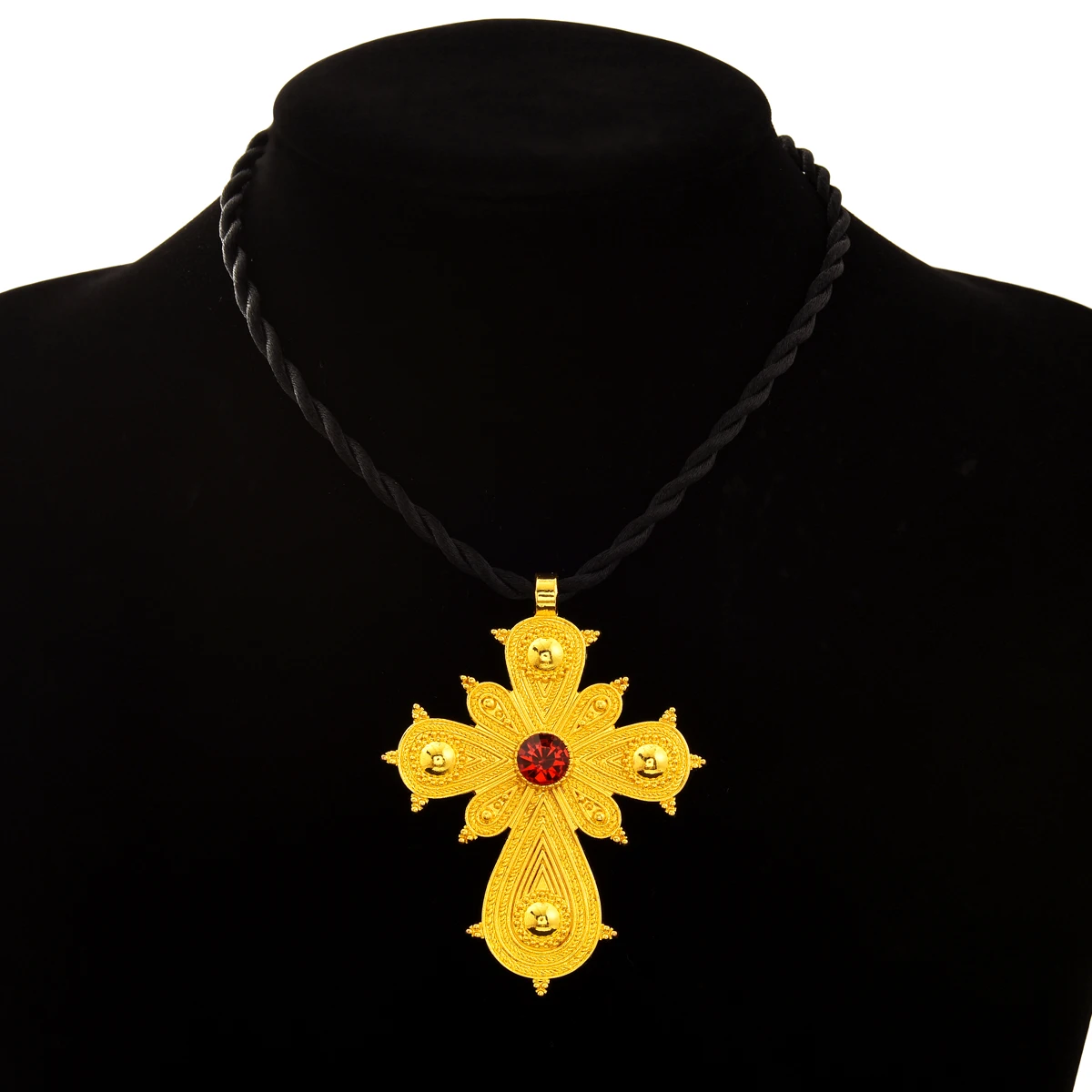 

Ethiopian jewelry large Cross Pendant Necklace for Men Women African Eritrean Gold Color Jewelry Male Female Necklaces Gift #004