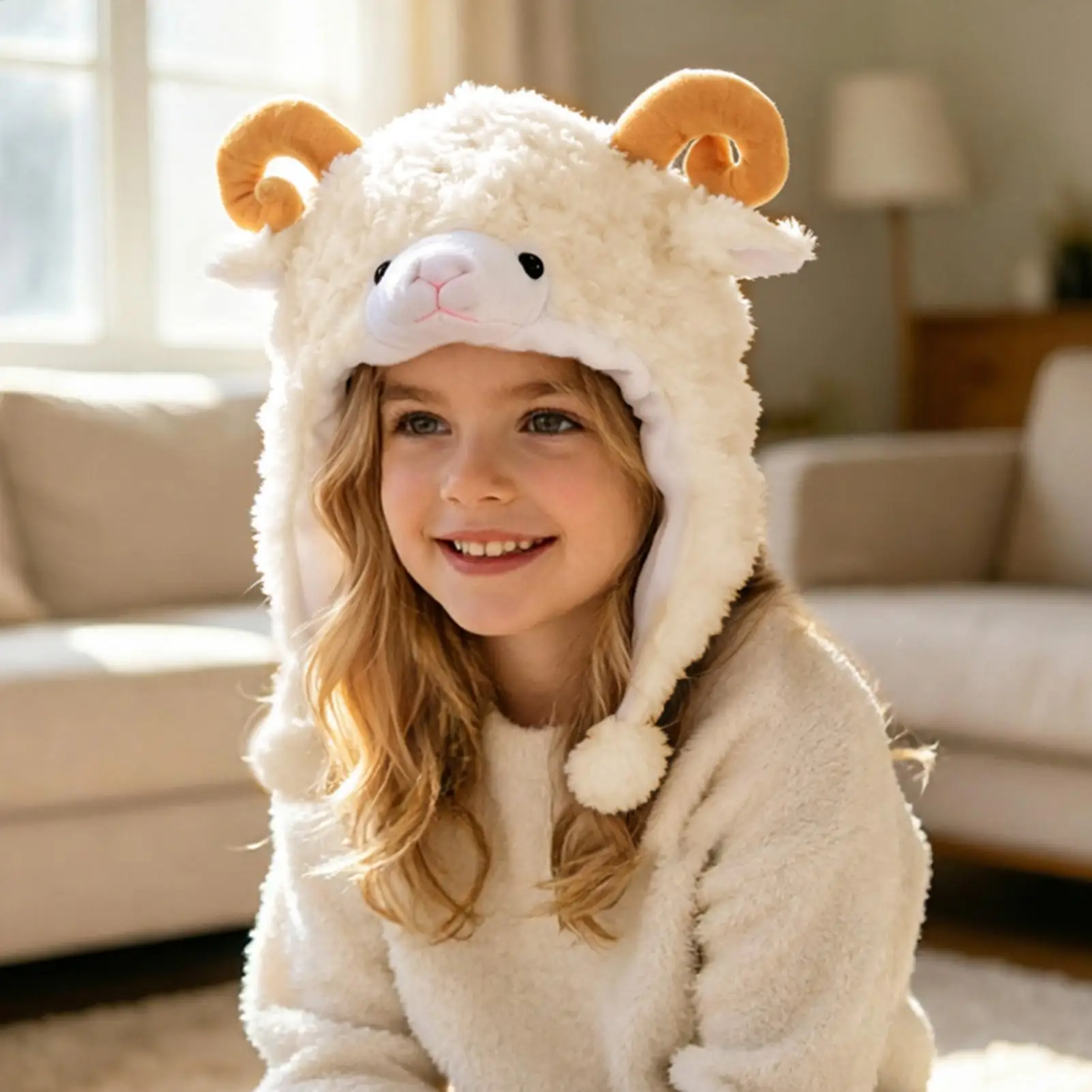 Cute Fleece Hats Fluffy Costume Accessories Warm Soft Lovely Lamb Beanies Bucket Hat Cute Little Sheep Ear Caps Chrismas decor