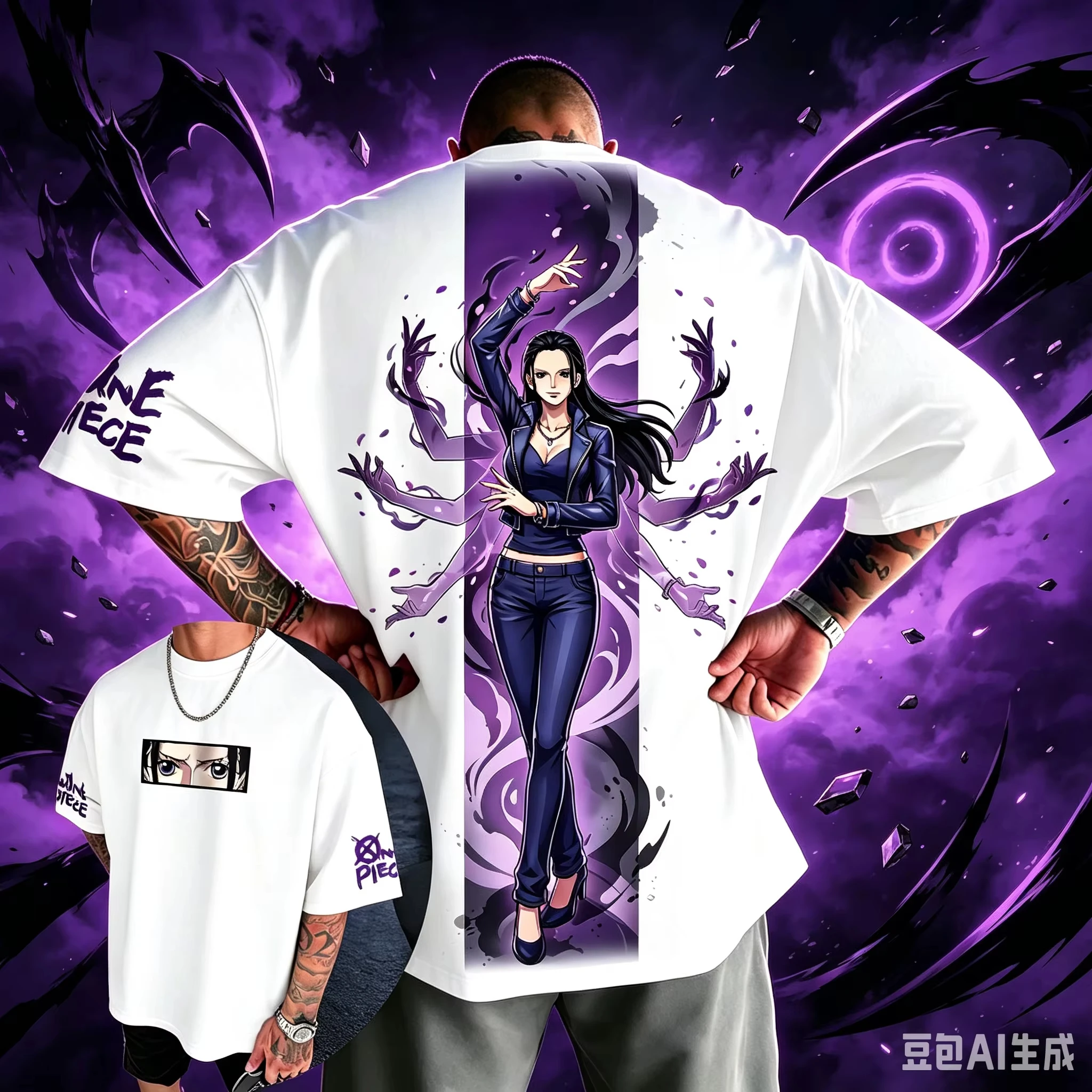 2026 Summer One Piece Retro Cotton Print T-Shirt Nico Robin Multiple Arms Anime Graphic Tee Sport Top for Adults Kids Anime Fans
