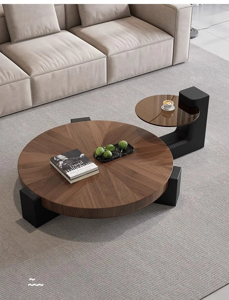 LMM living room Italian minimalist solid wood pattern coffee table combination round small apartment tea table