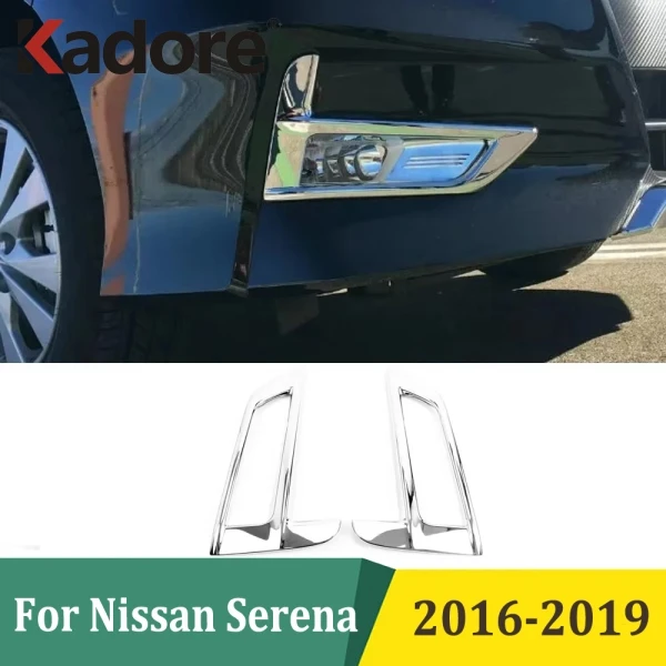 

For Nissan Serena 2016 2017 2018 2019 Chrome Front Fog Light Trim Lamp Cover Styling Sticker Car Exterior Accessories
