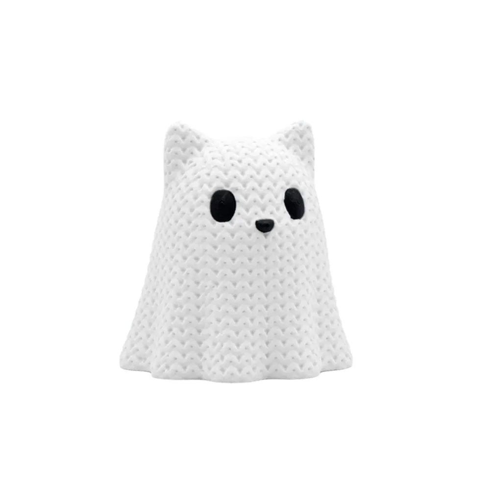 Knitted Texture Halloween Ghost Cat Dog Figurines Mini Plastic Ghost Cat Dog Desktop Ornaments 3D Printed