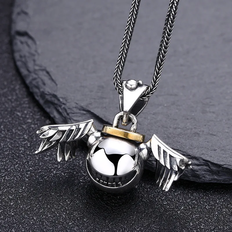 Genuine S925 Sterling Silver Pendants for Women Men New Fashion Wings Devil Smiling-face Vintage Punk Jewelry Wholesale