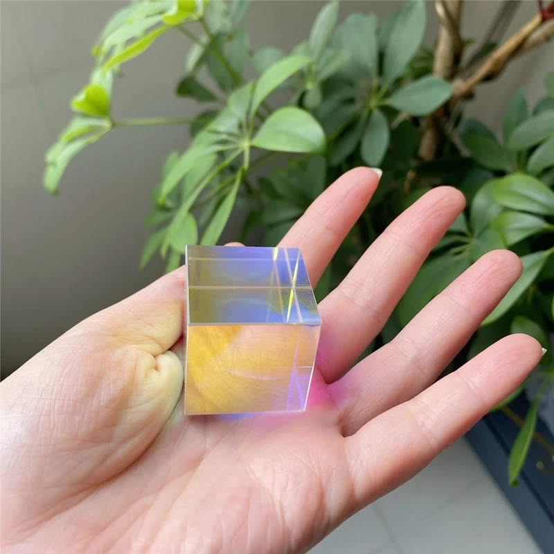 40mm AB Crystal Cube Paperweight Exquisite Crystal Crafts Souvenir DIY Glass Blank for Laser Engraving Patterns Inside the Cube