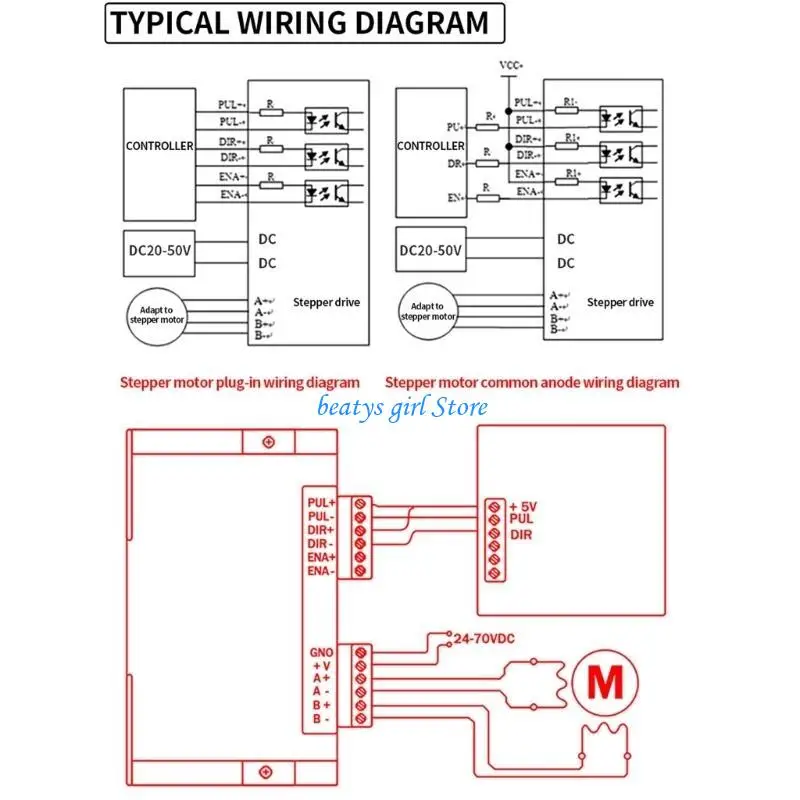

C7AB Stepper Motor Driver DM542 2 phase 42/57 Stepping Motor Controller 20V-50V