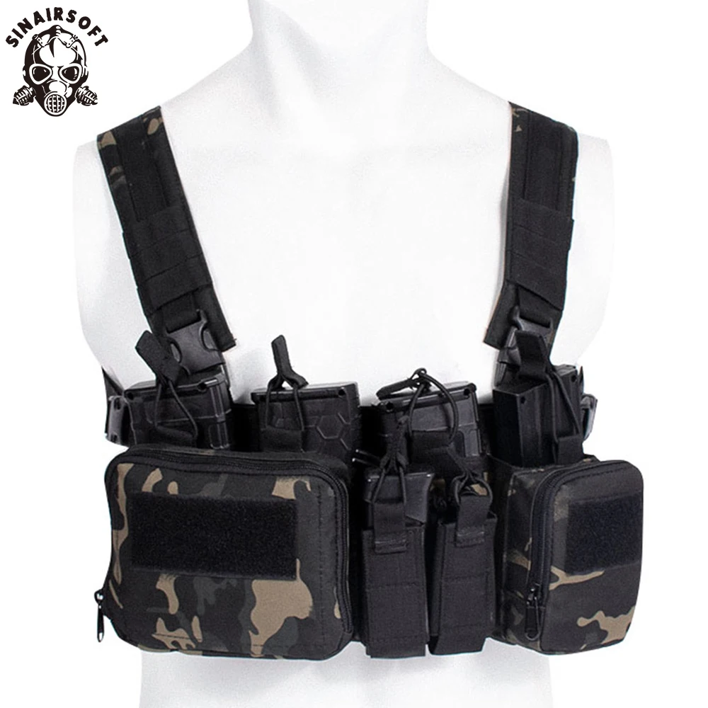 Tactical TCM Nylon Peito Rig Vest, Molle Sistema Magazine Pouch, Drop Dump Pouch, Cintura Bag Fit, Airsoft Caça Vestuário Acessórios