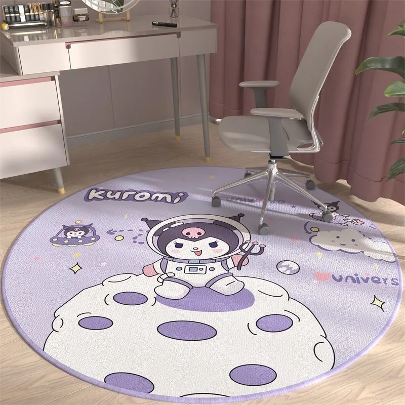 Alfombra redonda de Anime Sanrio Kuromi Pachacco, manta de cabecera, Felpudo de dormitorio, alfombrilla antideslizante, decoración del hogar, sala