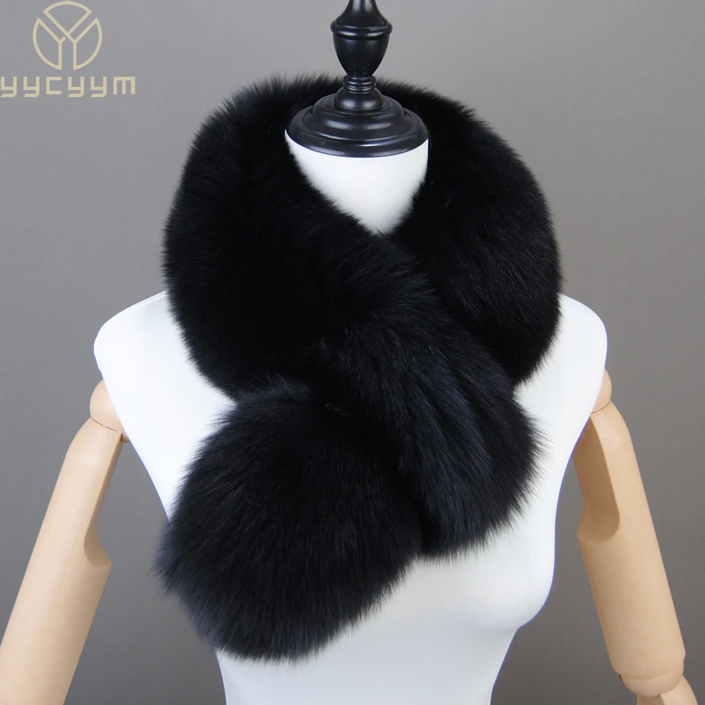 2024 New Style Real Fur Collar 100% High Quality Real Fox Fur Scarves Super Luxury Fashion Women Men Collar Real Fox Fur Scarf