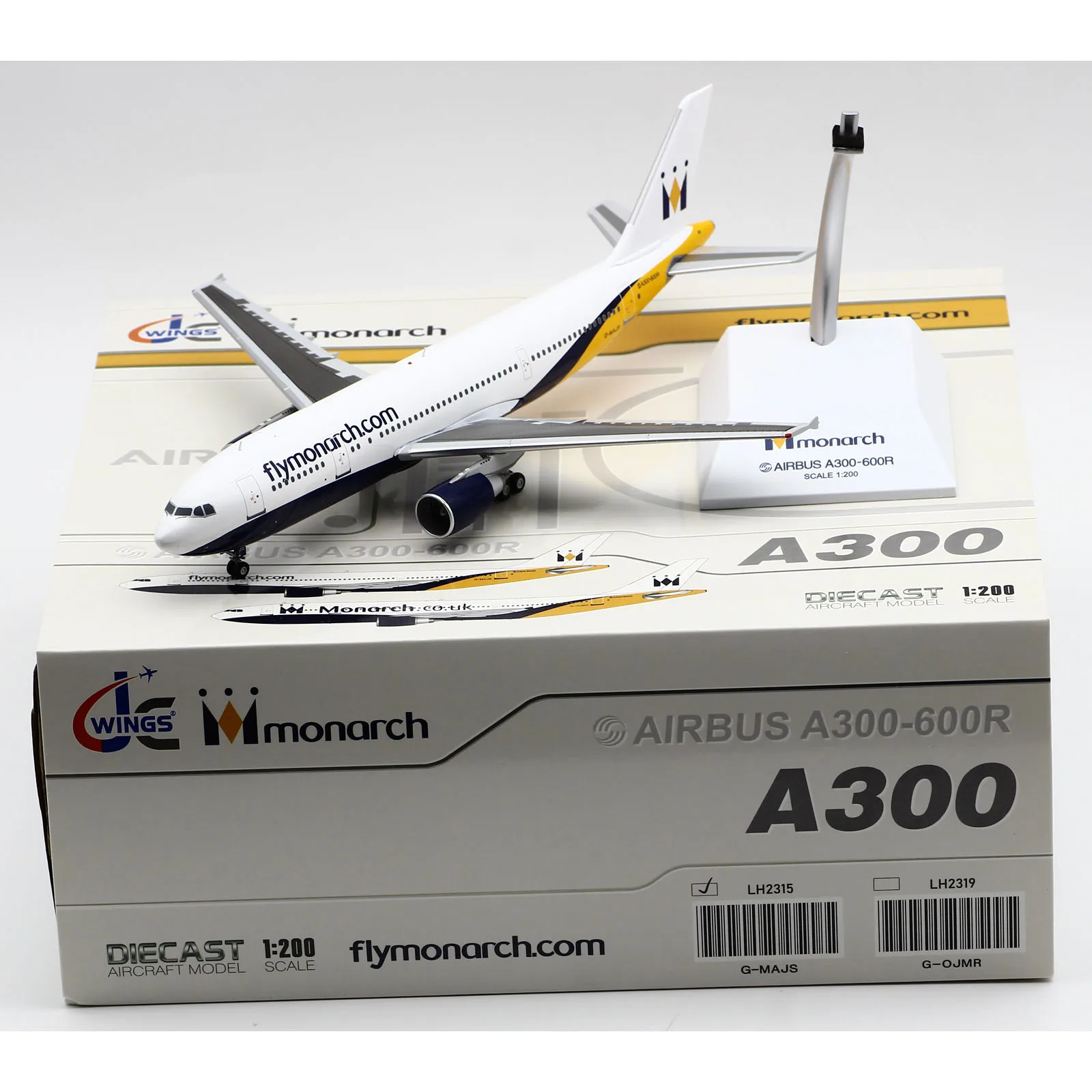 

LH2315 Alloy Collectible Plane Gift JC Wings 1:200 Monarch Airlines Airbus A300-600R Diecast Aircraft Model G-MAJS With Stand