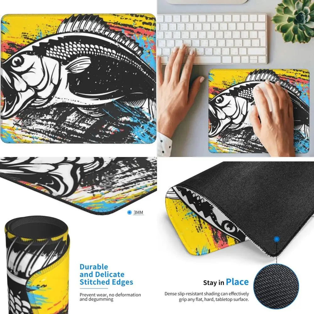 

Largemouth Bass Fish Design Rubber Mousepad with Non-Slip Base, 8.3x10.3x0.12 inches