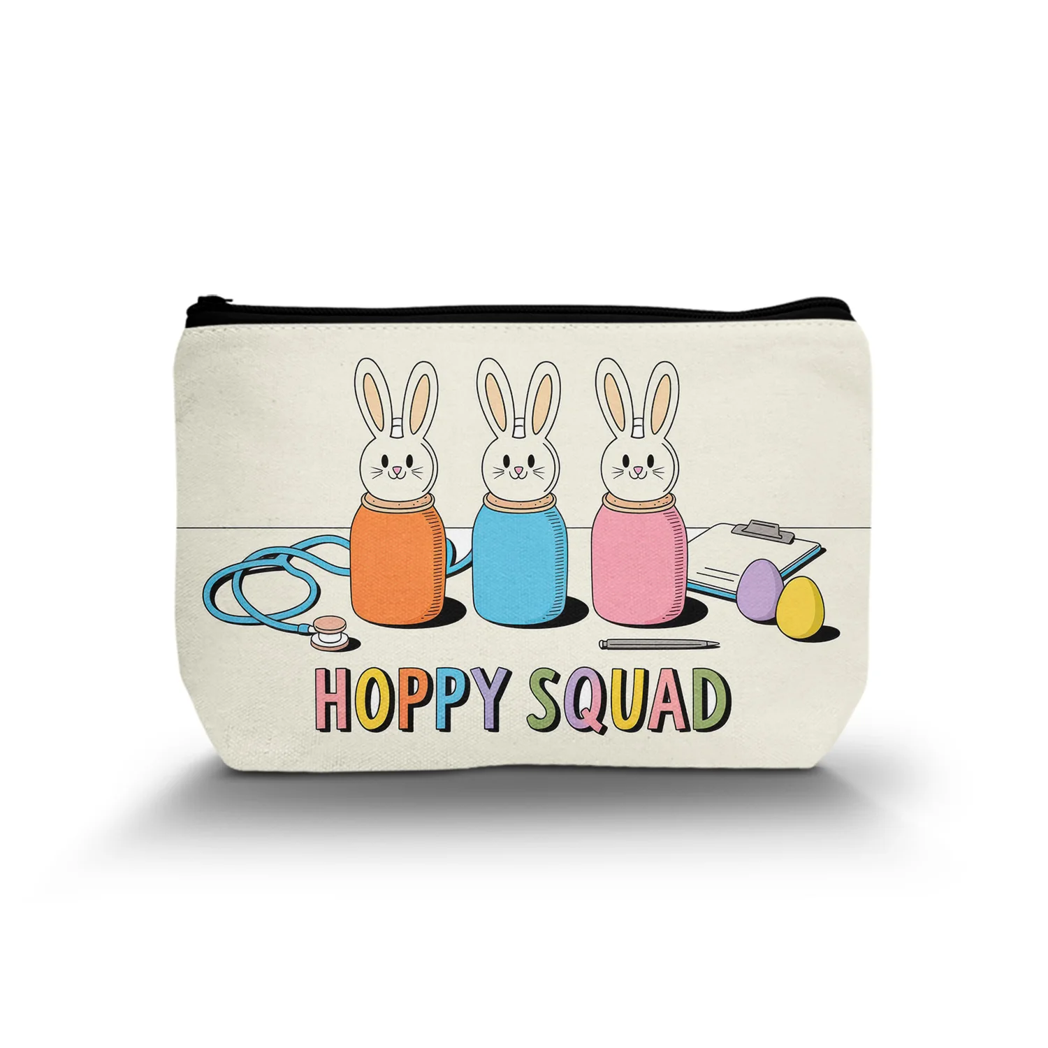 1Pc Easter Eggs Cartoon Cosmetic Bag Colorful Multi-Purpose Zippered Makeup Pouch With Coin Purse Birthday Present