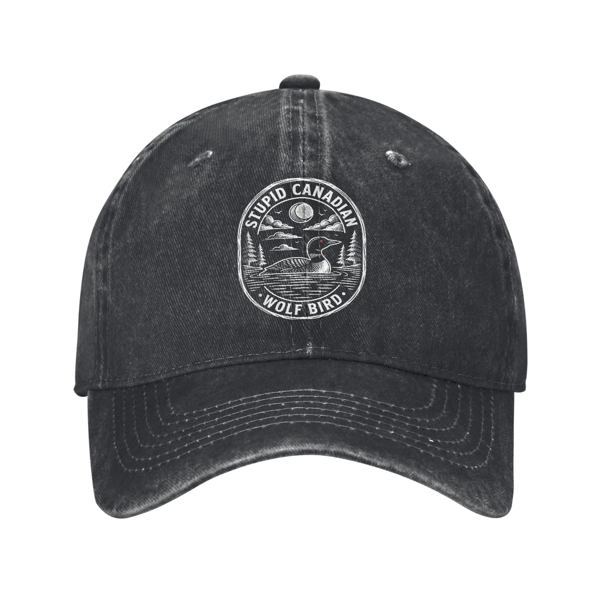 Vintage Stupid Canadian Wolf Bird Cute Loon Sarcastic Animal Casual Baseball Cap For Unisex Men Summer Tennis Skate Hip Hop Hats