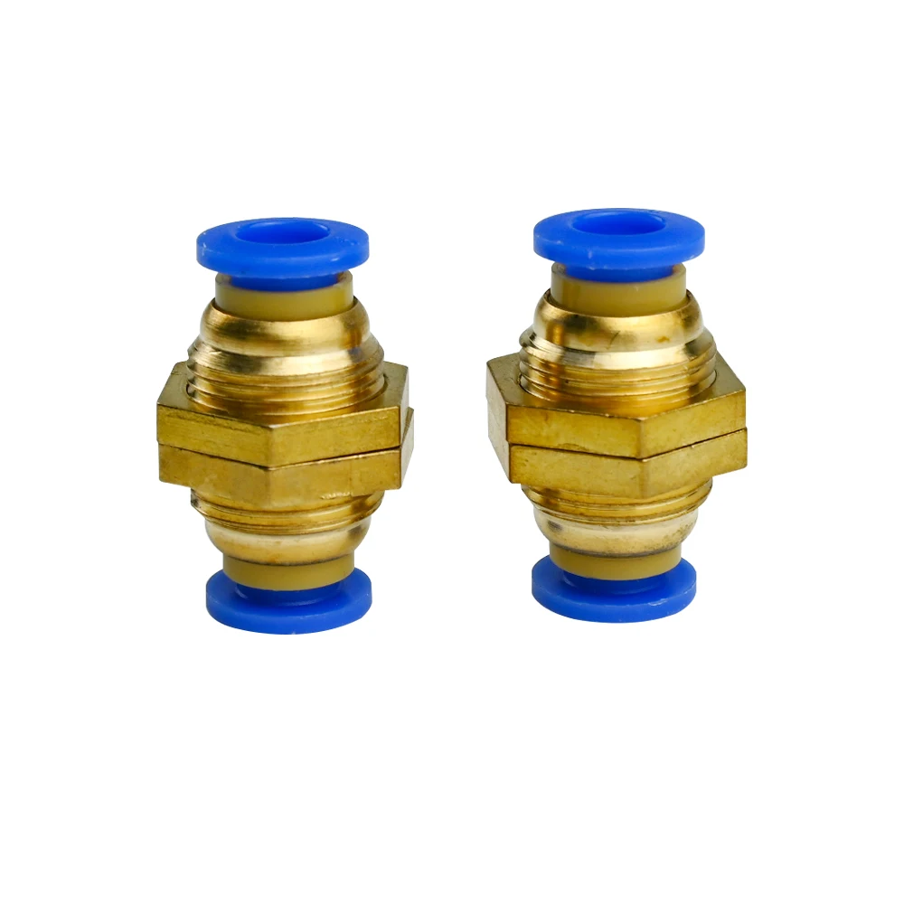 5 Pcs Brass Bulkhead Pneumatic Quick Connector Straight Union Fittings for 4-12mmTubes Metric Thread Air Line Bulkhead Couplings