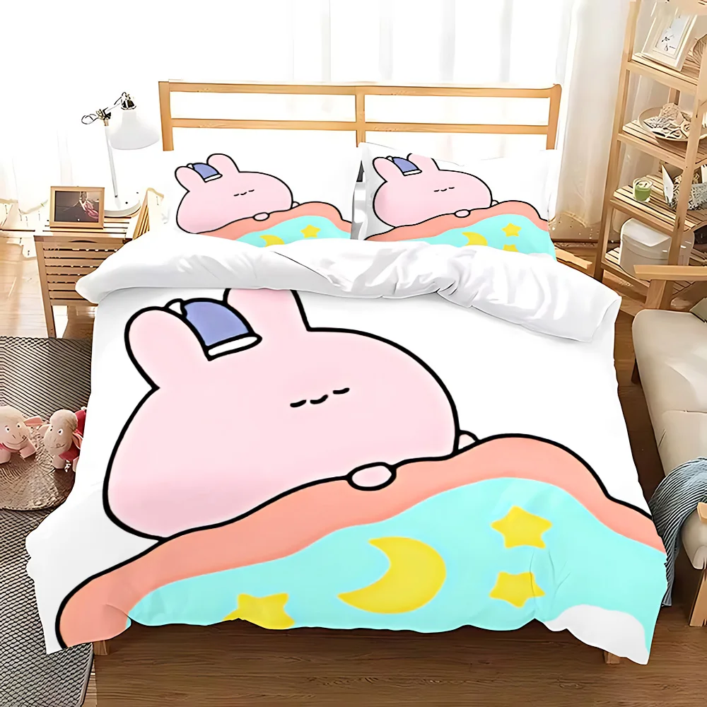 Asleep Cute Asamimi Square Bedding Sets Quilt Bed Cover Comforter Duvet Cover Pillow Case 3pcsSets Kids Adult Bedroom Decoration