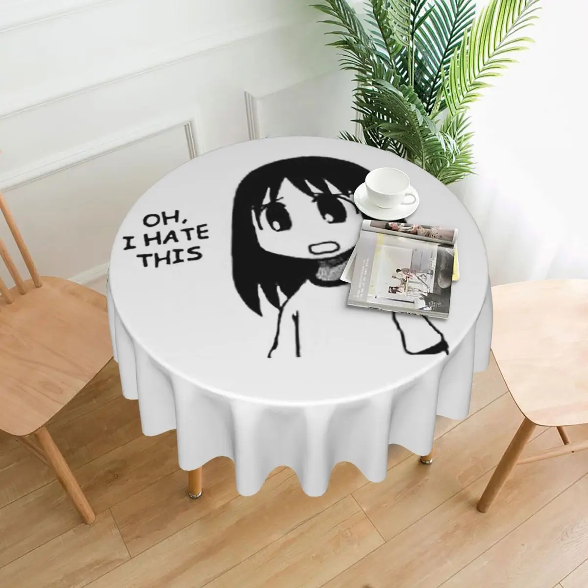 متفتحة تحقق الملف الشخصي Azumanga Daioh Osaka Ayumu Kasuga مقاوم للماء مفرش المائدة المستديرة Oilproof مفرش طاولة غطاء طاولة المطبخ